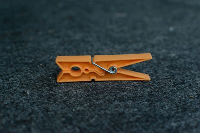 High angle view of yellow toy on table