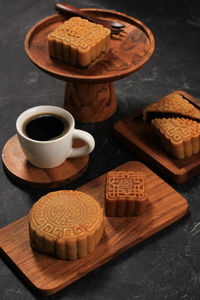 Moon cake mooncake chinese dessert snack during lunar new year mid autumn festival. 