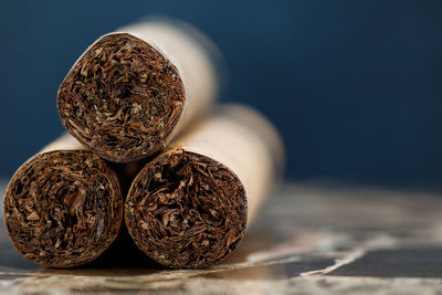 Close-up of cigarettes on table