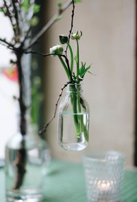 Close-up of glass vase on table