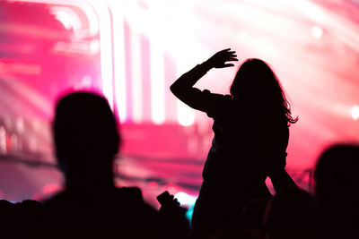 Silhouette of people at music concert