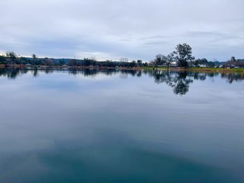 Scenic view of lake against sky