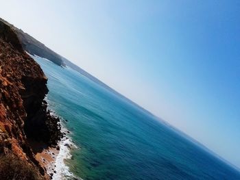 Scenic view of sea against clear sky
