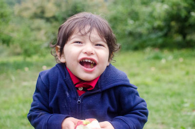 Portrait of cute boy smiling