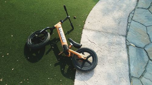 High angle view of bicycle