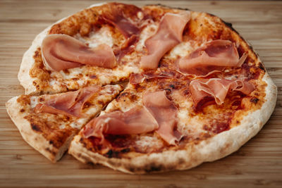 Close-up of pizza on table