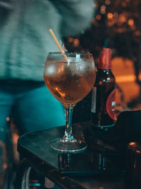 Close-up of wine glass on table at restaurant