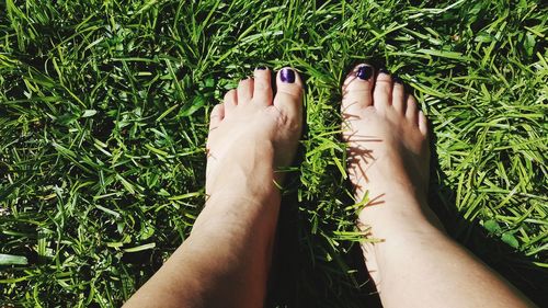 Low section of woman on grass