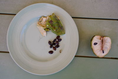 High angle view of food in plate