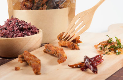 Close-up of food on table