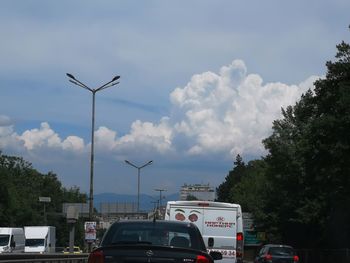 Low angle view of street against sky