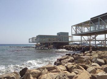 Scenic view of sea against clear sky