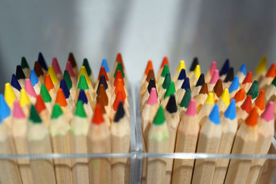 Close-up of multi colored pencils