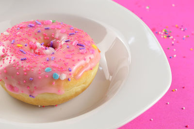 Close-up of dessert in plate on table