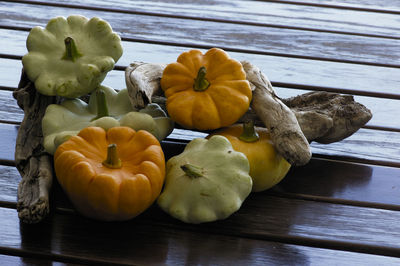 High angle view of fruits on table