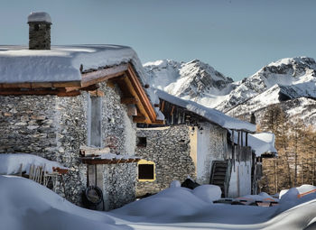 View of snowcapped mountain against clear sky