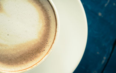 High angle view of coffee on table