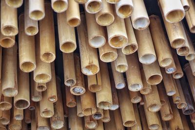 Bamboo decoration hanging on the ceiling close up