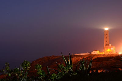 View of lighthouse at night