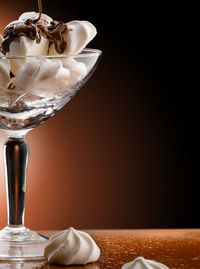Close-up of ice cream on table