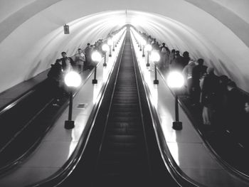 Low angle view of illuminated escalator