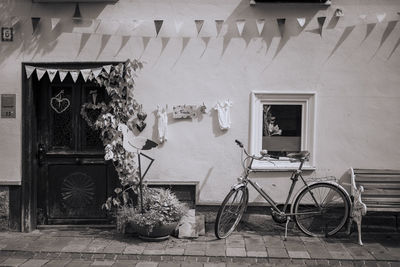 Bicycles parked outside house
