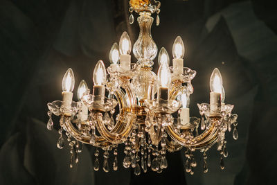 Close-up of illuminated chandelier