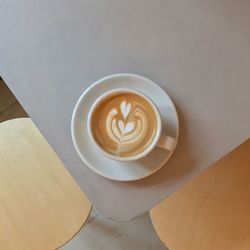 High angle view of coffee on table