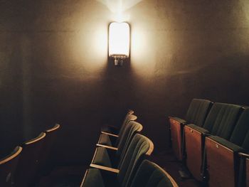 Low angle view of illuminated lamp