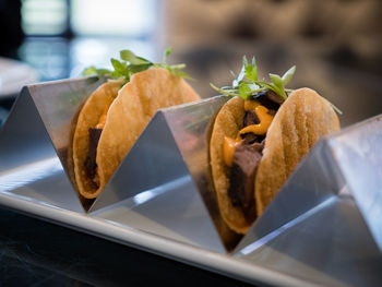 Close-up of served food in plate