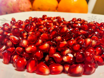 High angle view of cherries in bowl