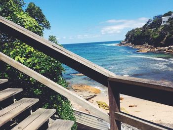 Scenic view of sea against blue sky