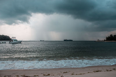 Scenic view of sea against cloudy sky