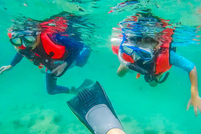 Underwater view of swimming pool