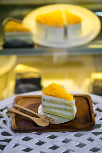 Close-up of cake on table