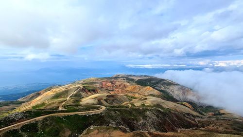 Scenic view of land against sky