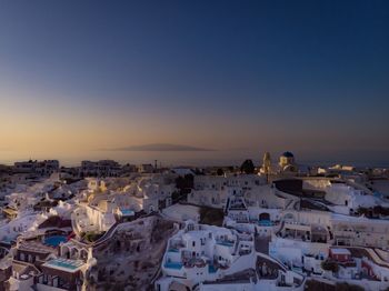 Village of oia in santorini from above