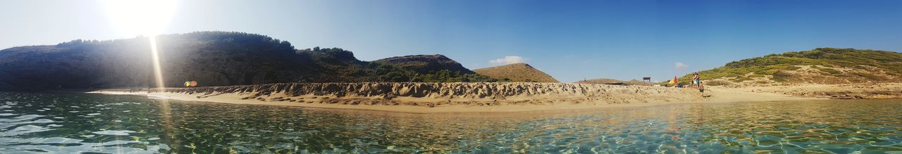 Panoramic shot of sea against clear sky