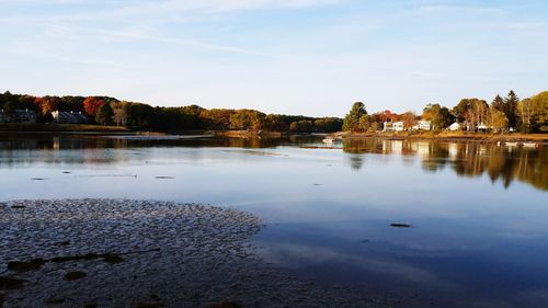 Scenic view of lake against sky