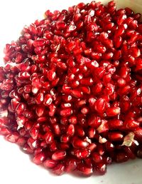 Close-up of red berries on white background