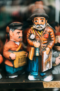 Close-up of figurines on table