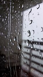 Close-up of water drops on glass