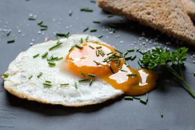 Close-up of breakfast on table