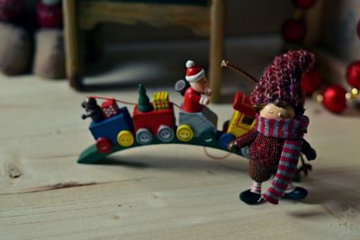 Close-up of toy car on table