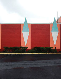 Retro bowling alley exterior building design detail.