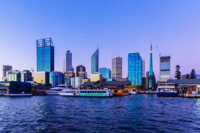 Cityscape against clear sky