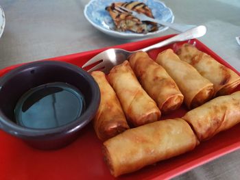 Close-up of served food in plate