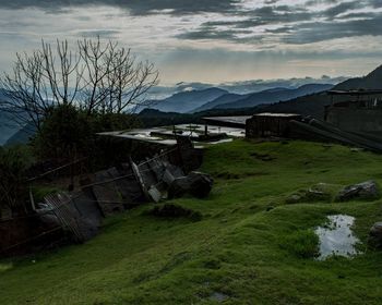 Scenic view of land against sky