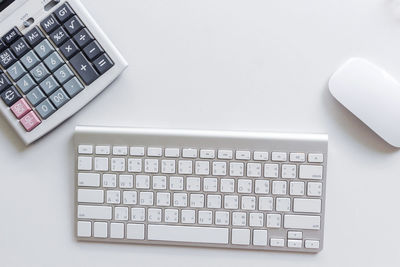 High angle view of computer keyboard on table