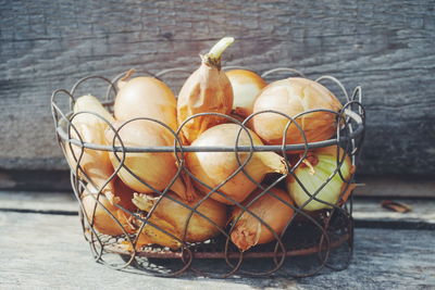 Onions in basket